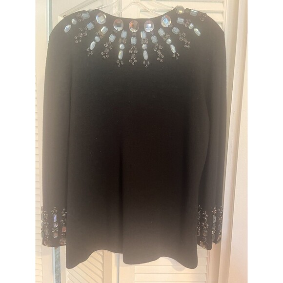 Tory Burch Womens Jeweled Collar Cardigan Gorgeous Black large L - Picture 6 of 6